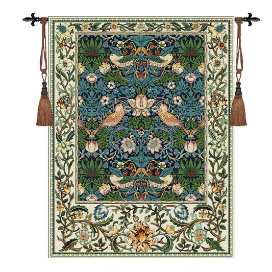 William Morris Strawberry Thief Tapestry Wall Hanging | Vintage Woven Wall Art 70x90cm