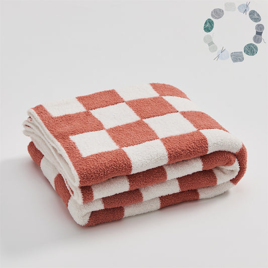 Checkered Throw Blanket Super Soft Luxurious Warm Blanket for Couch Red