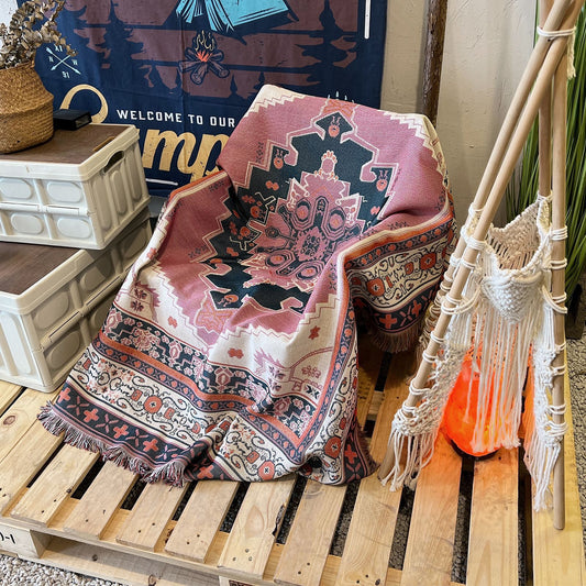 Boho Woven Throw Blanket Picnic Blanket Couch Throws 130 x 160 CM