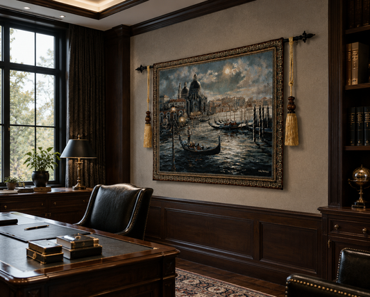 Venetian Gondolier Tapestry - Romantic Italy Woven Wall Art, 138x102cm