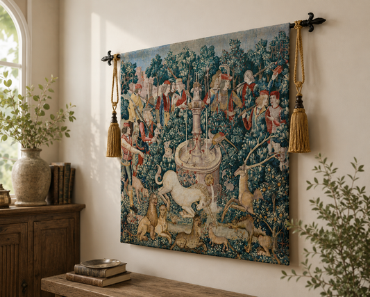 Unicorn Medieval Tapestry Wall Hanging | Vintage Woven Wall Art Home Decor