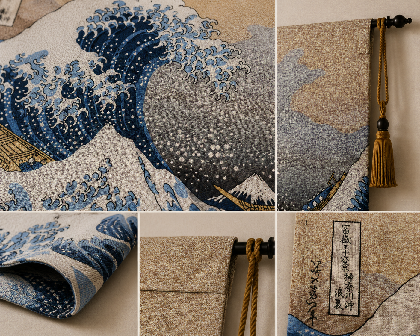 The Great Wave off Kanagawa Woven Tapestry - Hokusai Japanese Wall Art 70 X 100 CM