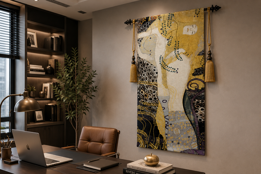 Gustav Klimt Water Serpents Tapestry Wall Hanging | Art Nouveau Woven Wall Art Home Decor