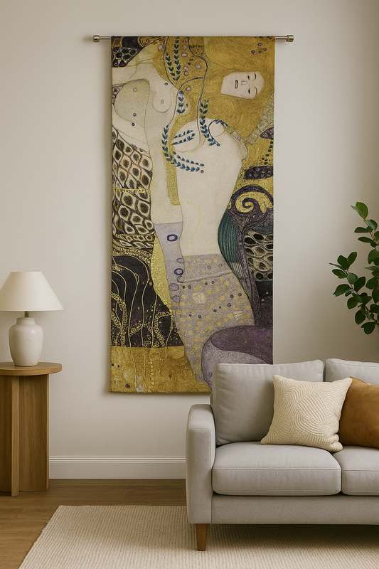 Gustav Klimt Water Serpents Tapestry Wall Hanging | Art Nouveau Woven Wall Art Home Decor