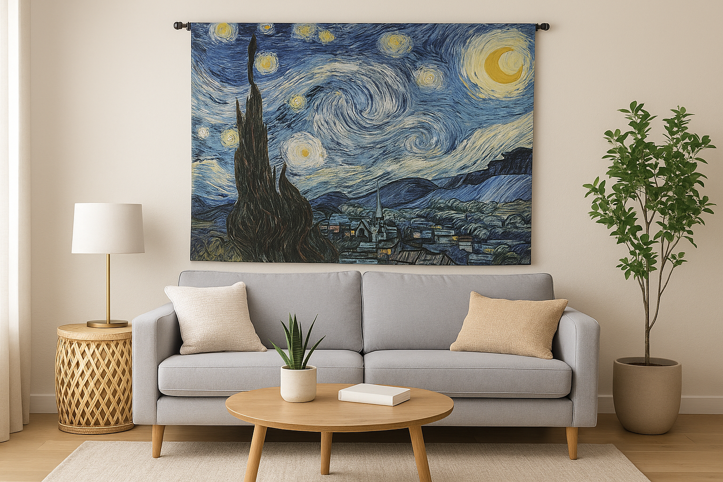 Van Gogh Starry Night Tapestry Wall Hanging | Famous Art Woven Wall Decor