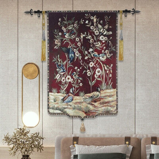 WilFloral Birds Tapestry Wall Hanging | Vintage Woven Wall Art Home Decor 90x140cm