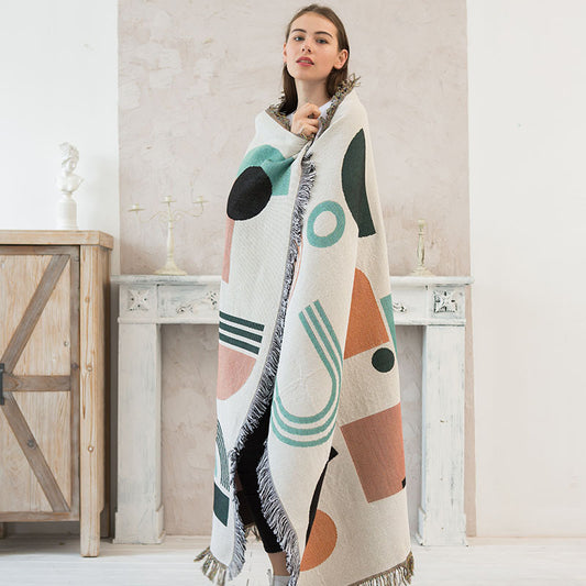 Woven Throw Blanket Picnic Rug Couch Blanket
