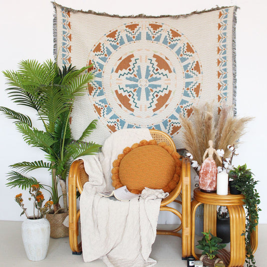 Woven Tapestry Throw Blanket Picnic Blanket Sofa Covers 130 x 160 CM