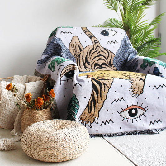 Tiger Tale Woven Throw Blanket Picnic Blanket Sofa Covers 130 x 160 CM