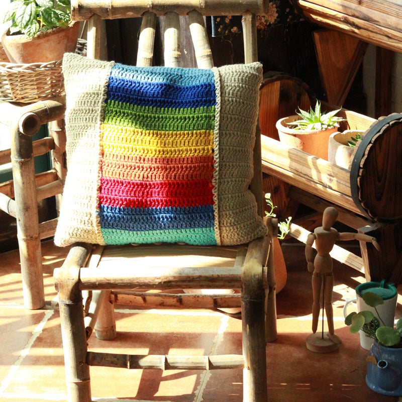 Handmade Crochet Woven Boho Pillow Case For Couch Sofa 40 X 40 CM