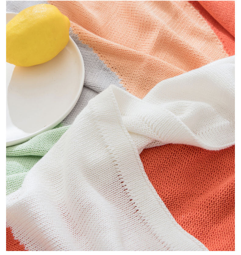 Rainbow Blanket Pure Cotton Tapestry Knitted Throw Blanket 130 x 160 CM