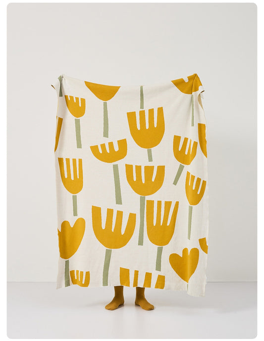 Floral Woven Blanket Pure Cotton Tapestry Knitted Throw Blanket 130 x 160 CM