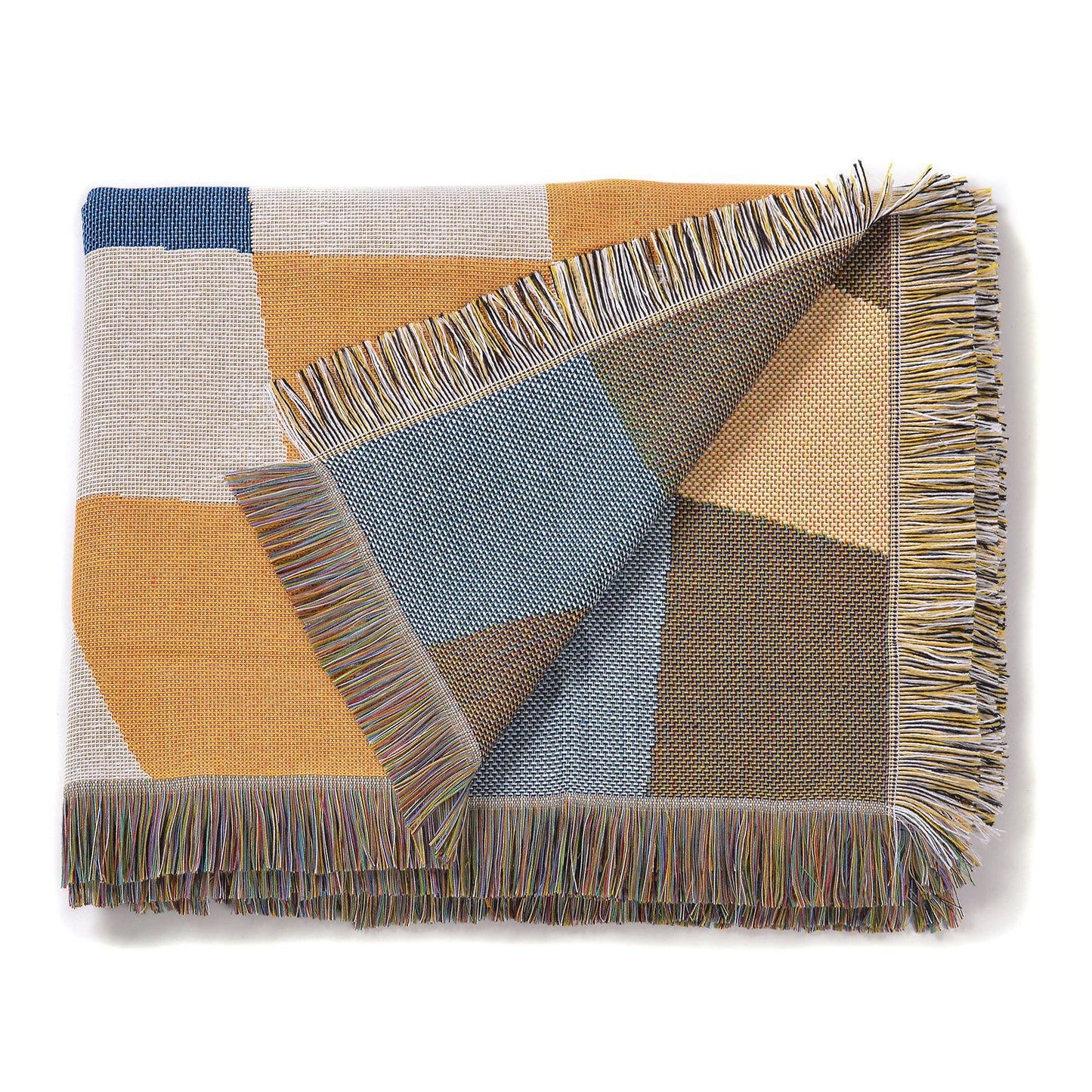 Multi-color Checkerboard Woven Tapestry Throw Blanket Picnic Blanket Sofa Covers 130 x 160 CM