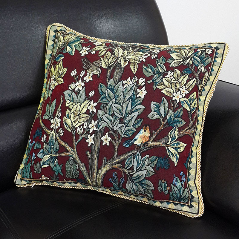Tapestry Cushion Cover Decorative Sofa Cushions with Tree of Life by William Morris 45 X 45 CM