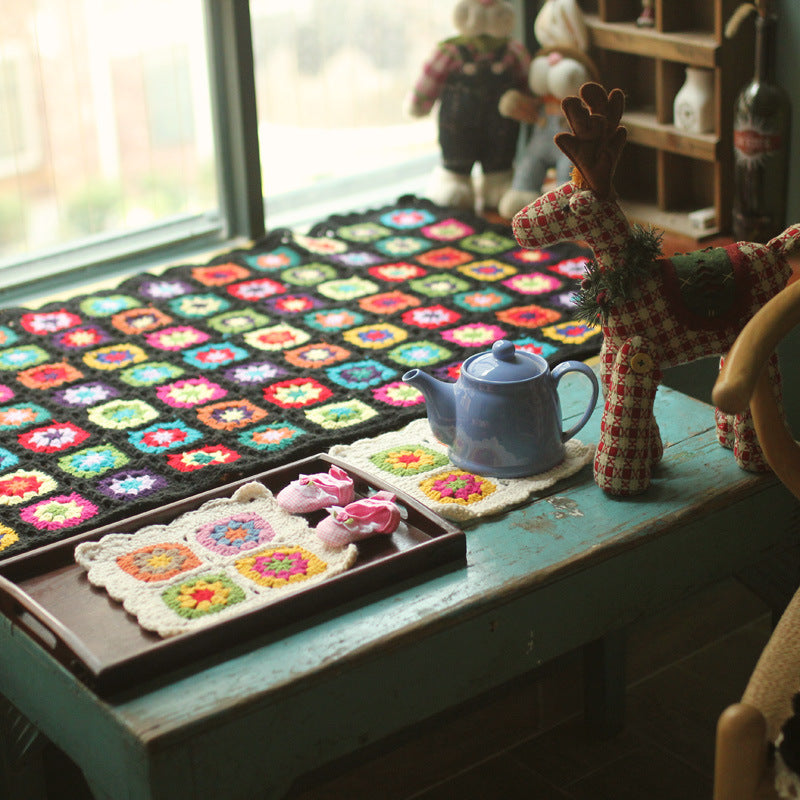 Handmade Crochet Throw Blanket Granny Blanket Sweater Style 90 x 40 CM