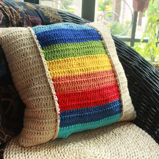 Handmade Crochet Woven Boho Pillow Case For Couch Sofa 40 X 40 CM
