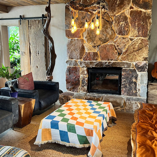 Multi-color Checkerboard Woven Tapestry Throw Blanket Picnic Blanket Sofa Covers 130 x 160 CM