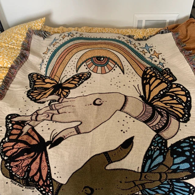 Boho Woven Throw Blanket Picnic Blanket Sofa Covers 130 x 160 CM