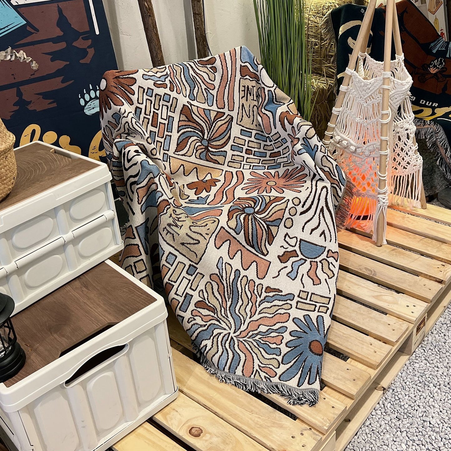 Tapestry Throw Blanket Sofa Bed Covers Soft Cotton Picnic Blanket 130*160CM