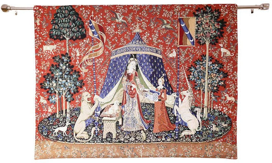 Lady and the Unicorn Medieval Tapestry Wall Hanging | Vintage Woven Wall Art Home Decor