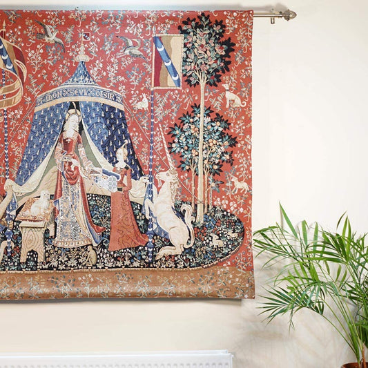 Lady and the Unicorn Medieval Tapestry Wall Hanging | Vintage Woven Wall Art Home Decor