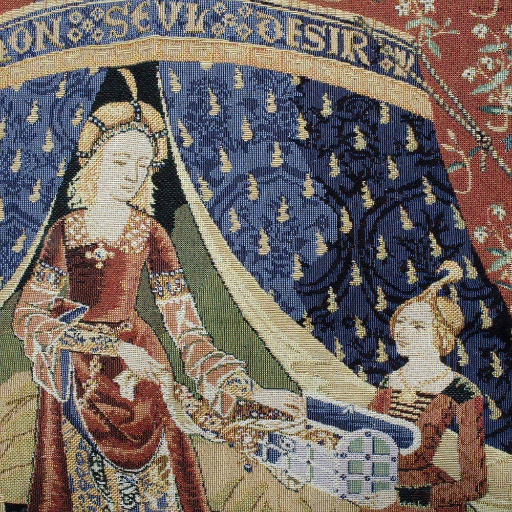 Lady and the Unicorn Medieval Tapestry Wall Hanging | Vintage Woven Wall Art Home Decor