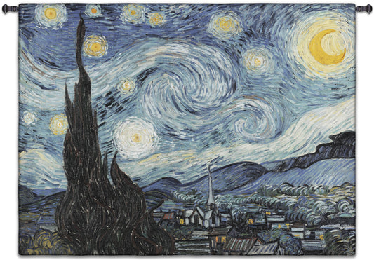Van Gogh Starry Night Tapestry Wall Hanging | Famous Art Woven Wall Decor