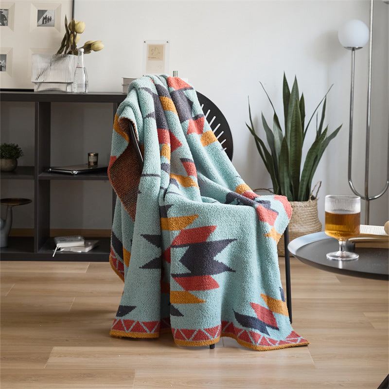 Half Fleece Pure Cotton Tapestry Knitted Throw Blanket 120 x 150 CM