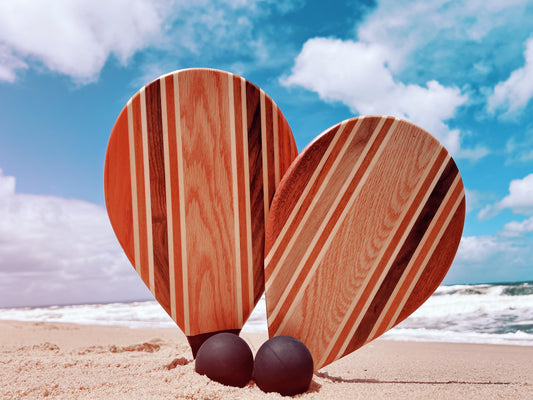Wooden Frescobol Beach Paddle Ball Set with 2pcs Paddles and 2 Balls