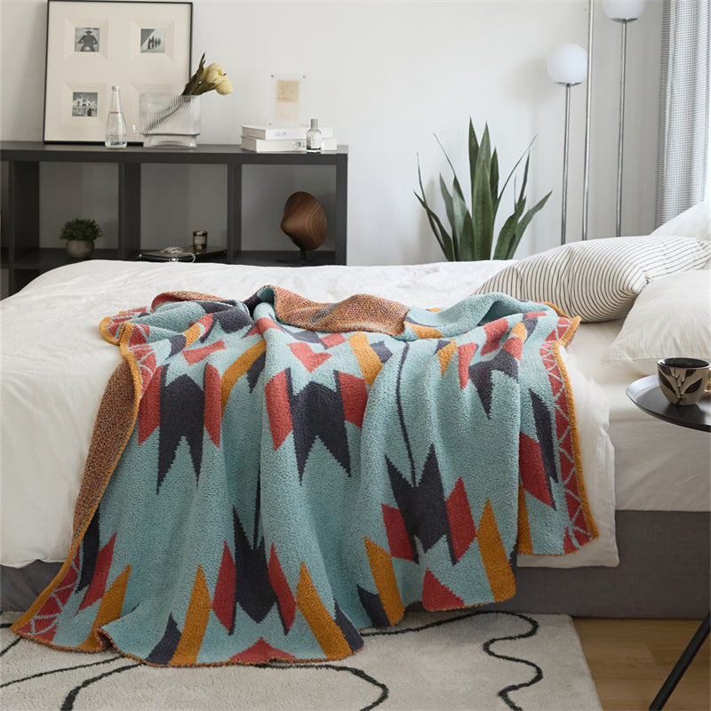 Half Fleece Pure Cotton Tapestry Knitted Throw Blanket 120 x 150 CM