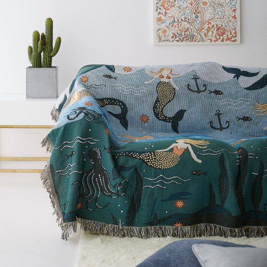 Mermaid Throw Sofa Blanket & Picnic Towel