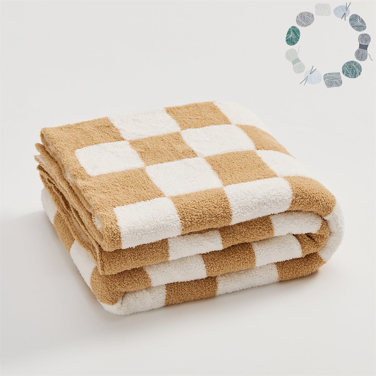 Checkered Throw Blanket Super Soft Luxurious Warm Blanket for Couch Orange