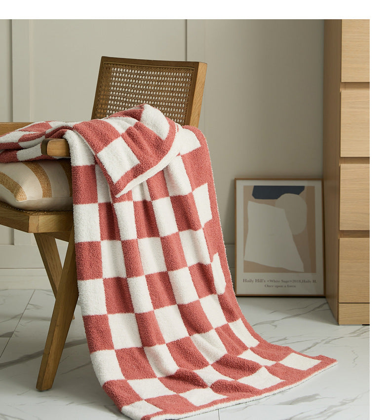 Checkered Throw Blanket Super Soft Luxurious Warm Blanket for Couch Red