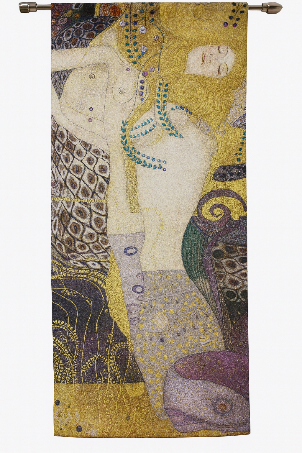 Gustav Klimt Water Serpents Tapestry Wall Hanging | Art Nouveau Woven Wall Art Home Decor