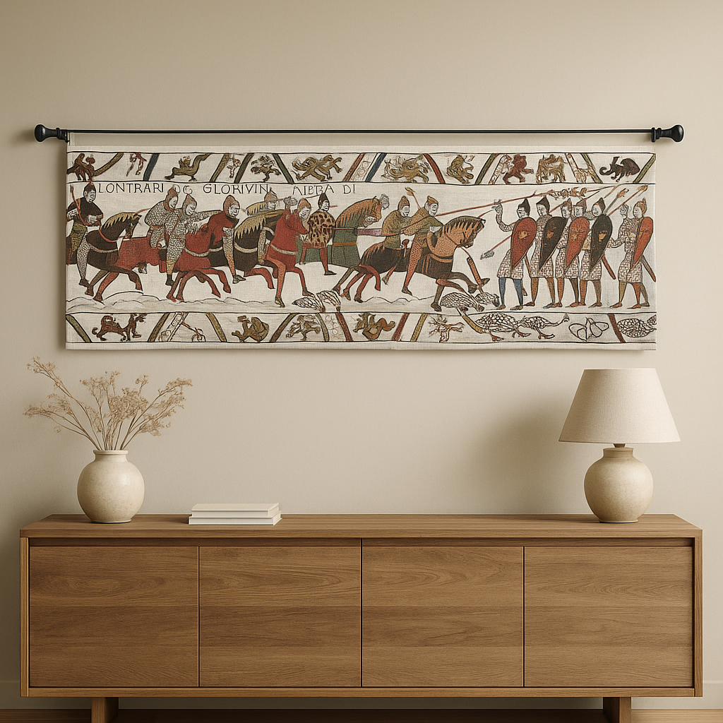 Long Bayeux Tapestry Battle of Hastings - Horizontal Woven Wall Art, Medieval History Decor for Living Room, 146x45cm