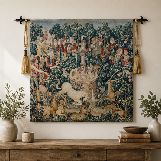 Unicorn Medieval Tapestry Wall Hanging | Vintage Woven Wall Art Home Decor