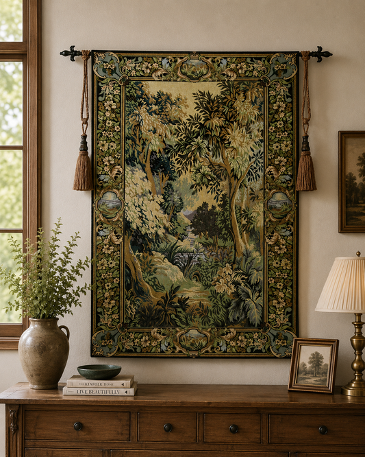 Large Landscape Woven Tapestry - Forest Nature Wall Hanging, 102 x 148 cm