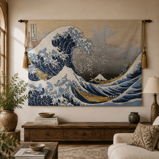 The Great Wave off Kanagawa Woven Tapestry - Hokusai Japanese Wall Art 70 X 100 CM