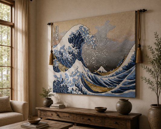 The Great Wave off Kanagawa Woven Tapestry - Hokusai Japanese Wall Art 70 X 100 CM