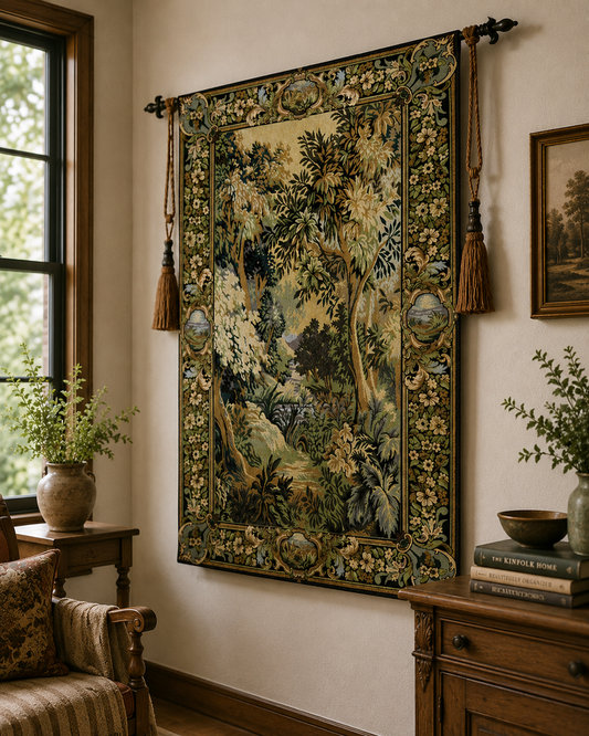 Large Landscape Woven Tapestry - Forest Nature Wall Hanging, 102 x 148 cm