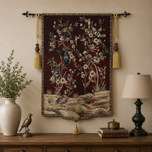 WilFloral Birds Tapestry Wall Hanging | Vintage Woven Wall Art Home Decor 90x140cm
