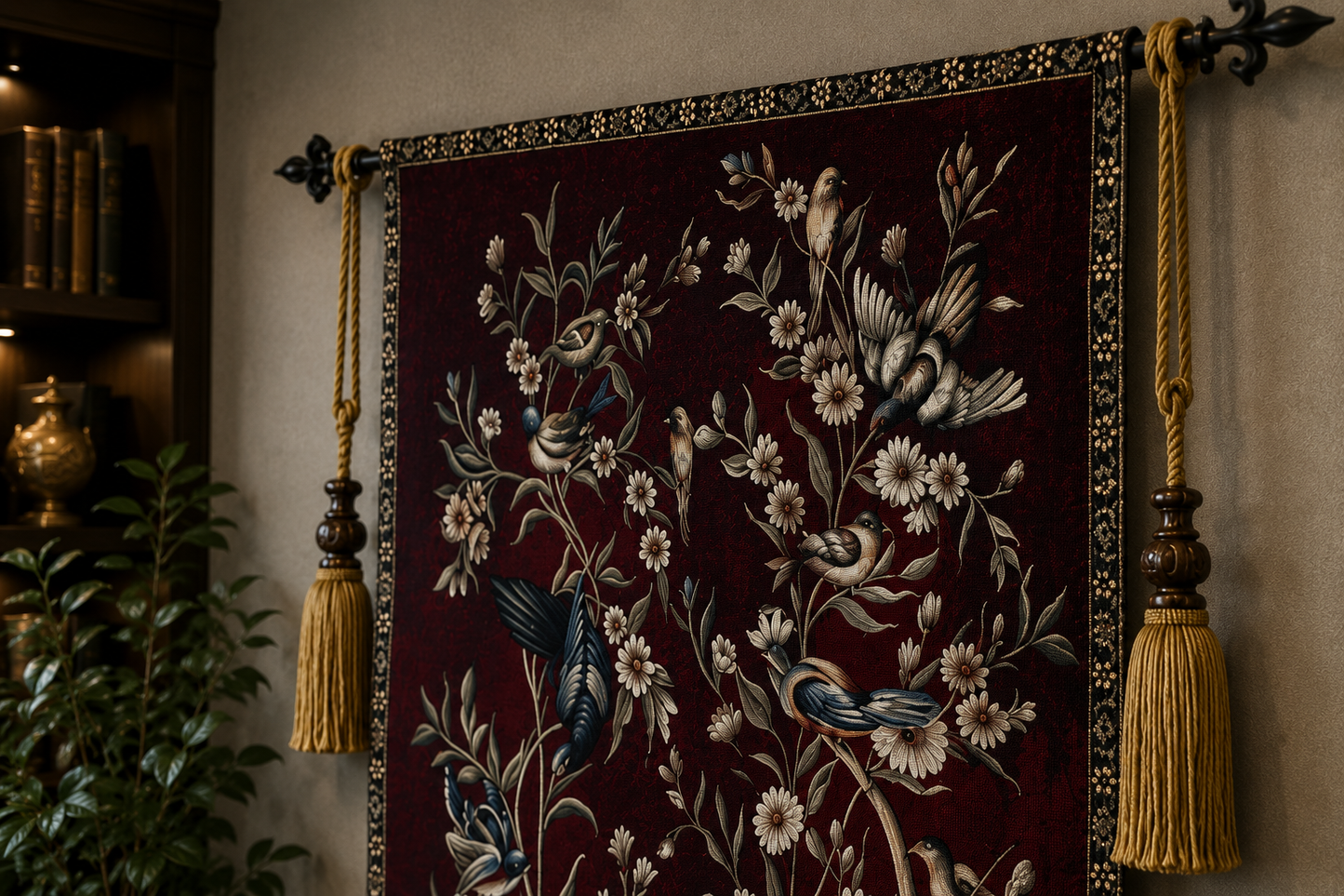 WilFloral Birds Tapestry Wall Hanging | Vintage Woven Wall Art Home Decor 90x140cm