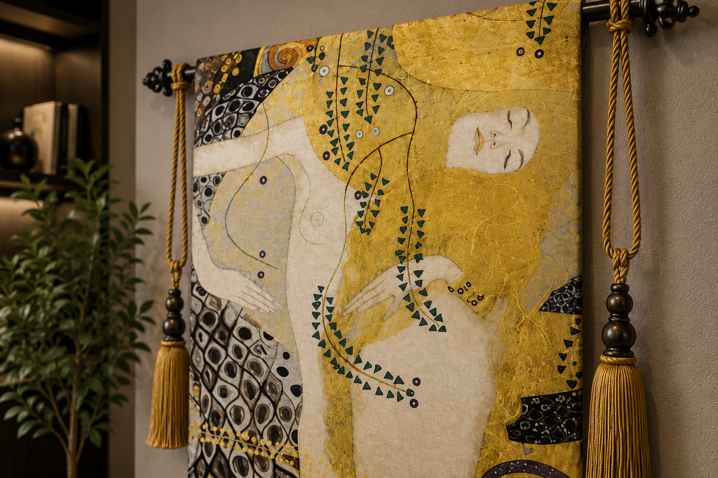 Gustav Klimt Water Serpents Tapestry Wall Hanging | Art Nouveau Woven Wall Art Home Decor