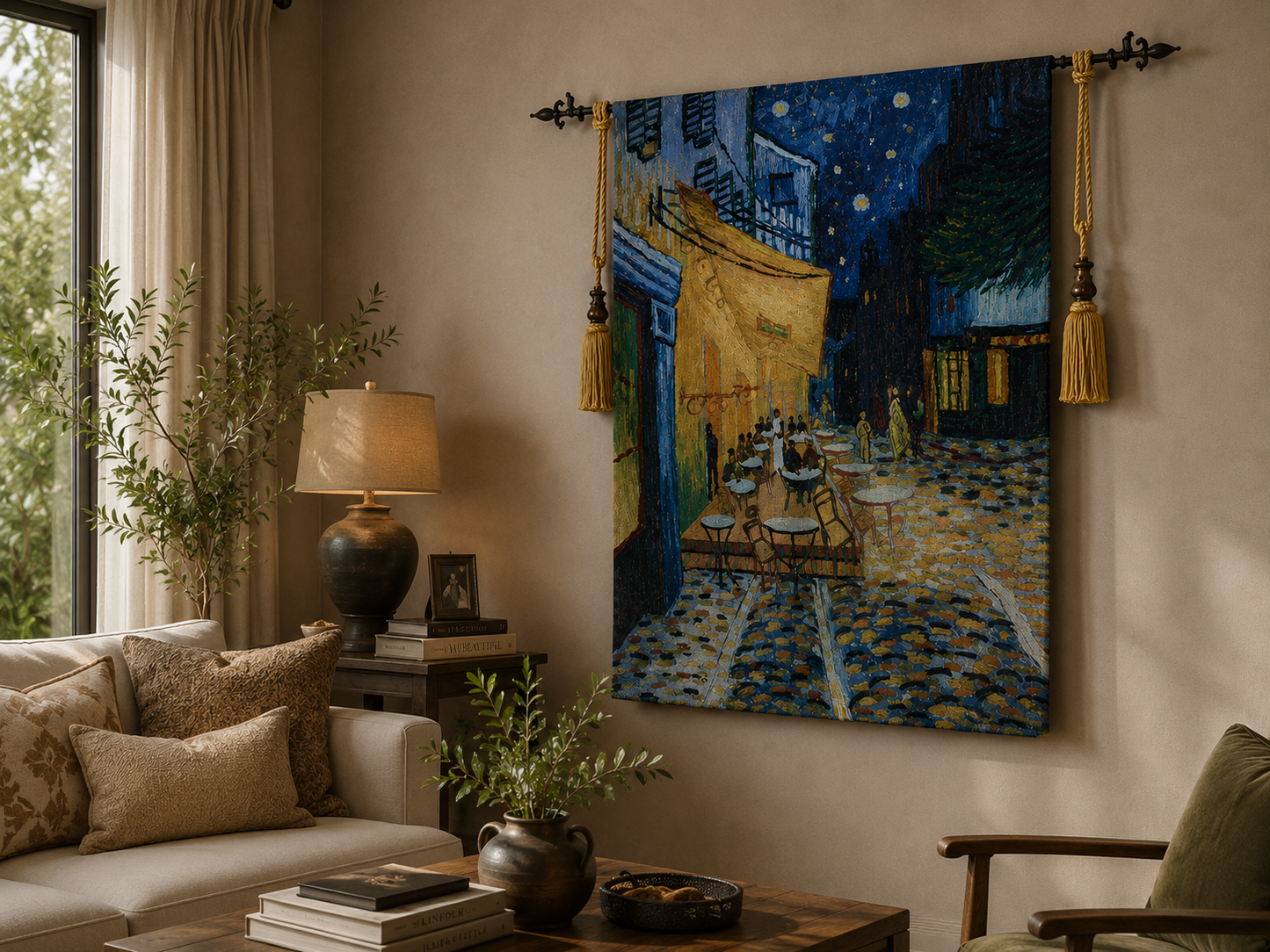 The Café Terrace at Night-Tapestry Wall Hanging Wall Arts 100X 138 CM