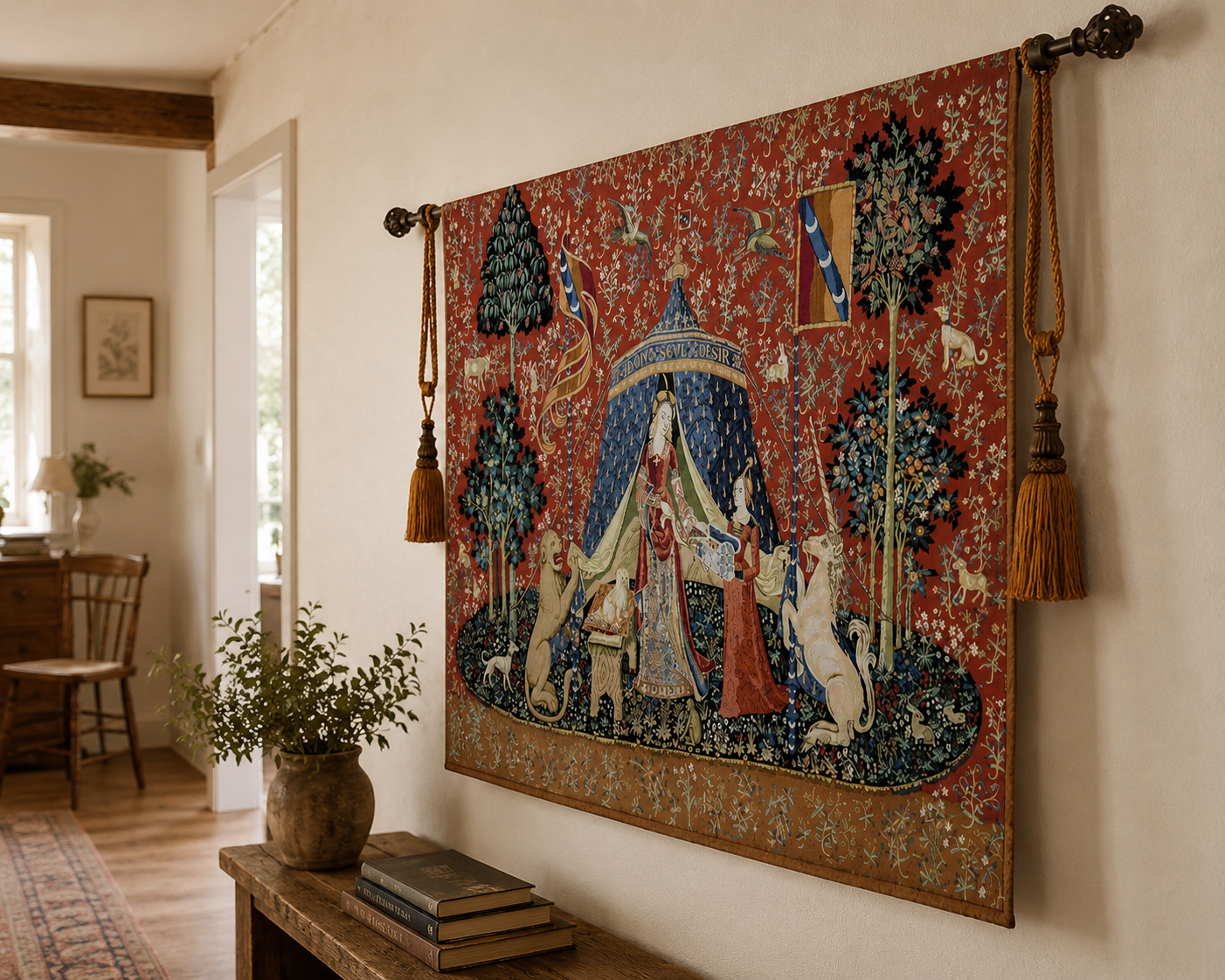 Lady and the Unicorn Medieval Tapestry - French Cluny Museum Woven Art