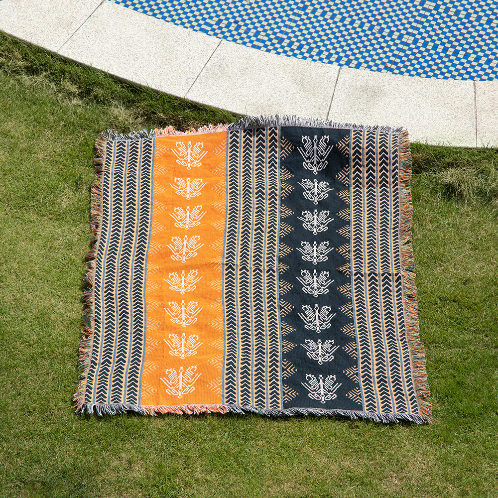 Boho Woven Throw Blanket Picnic Blanket Couch Throws 130 x 160 CM