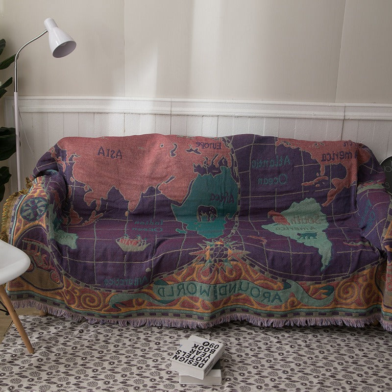 The World Map Throw Sofa Blanket & Picnic Towel