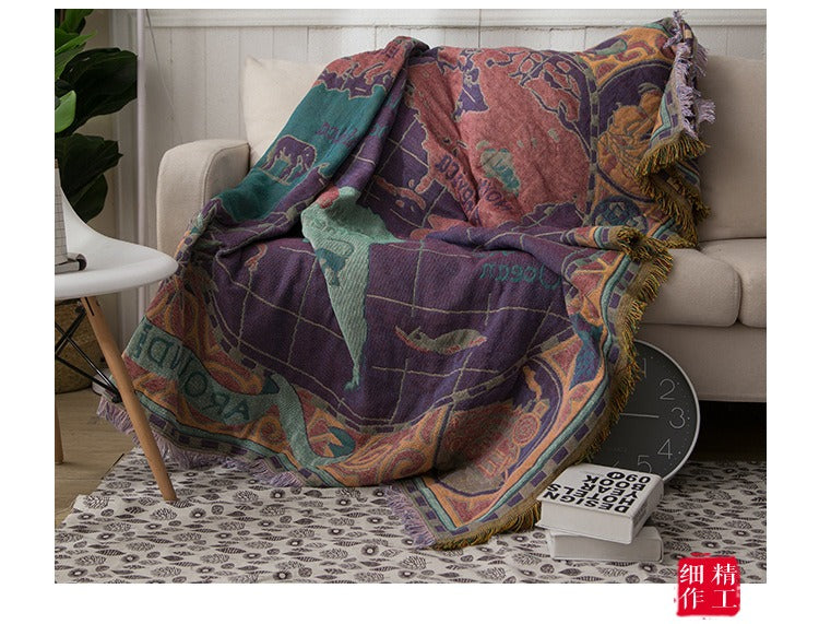 The World Map Throw Sofa Blanket & Picnic Towel