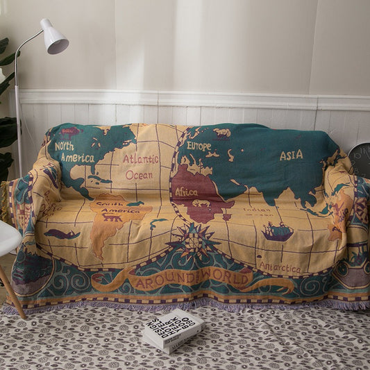 The World Map Throw Sofa Blanket & Picnic Towel