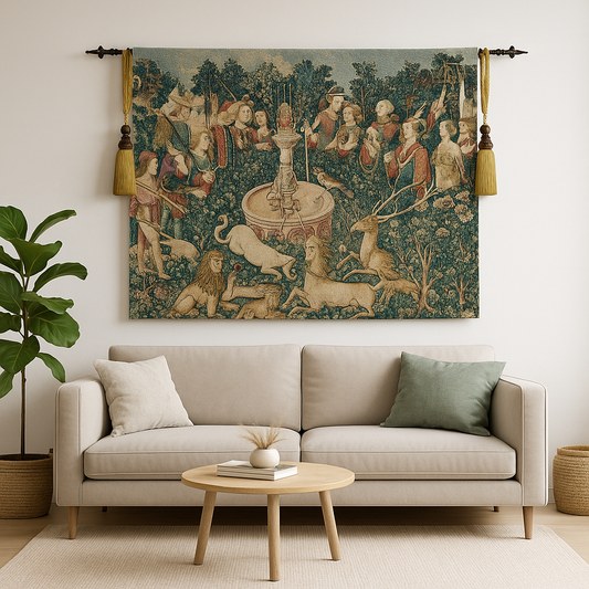 Unicorn Medieval Tapestry Wall Hanging | Vintage Woven Wall Art Home Decor